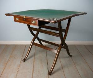 Mahogany Campaign Folding Card Games Table